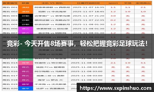 竞彩- 今天开售8场赛事，轻松把握竞彩足球玩法！